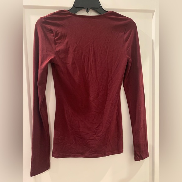 Red lace up front long sleeve top. Size small. - Picture 8 of 8
